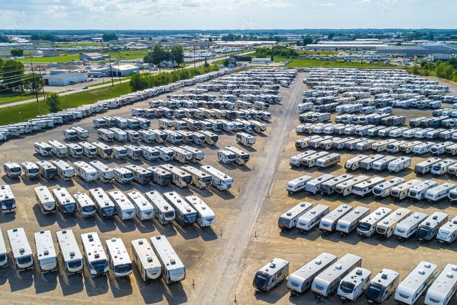 Bird's Eye View of a large-volume dealer lot