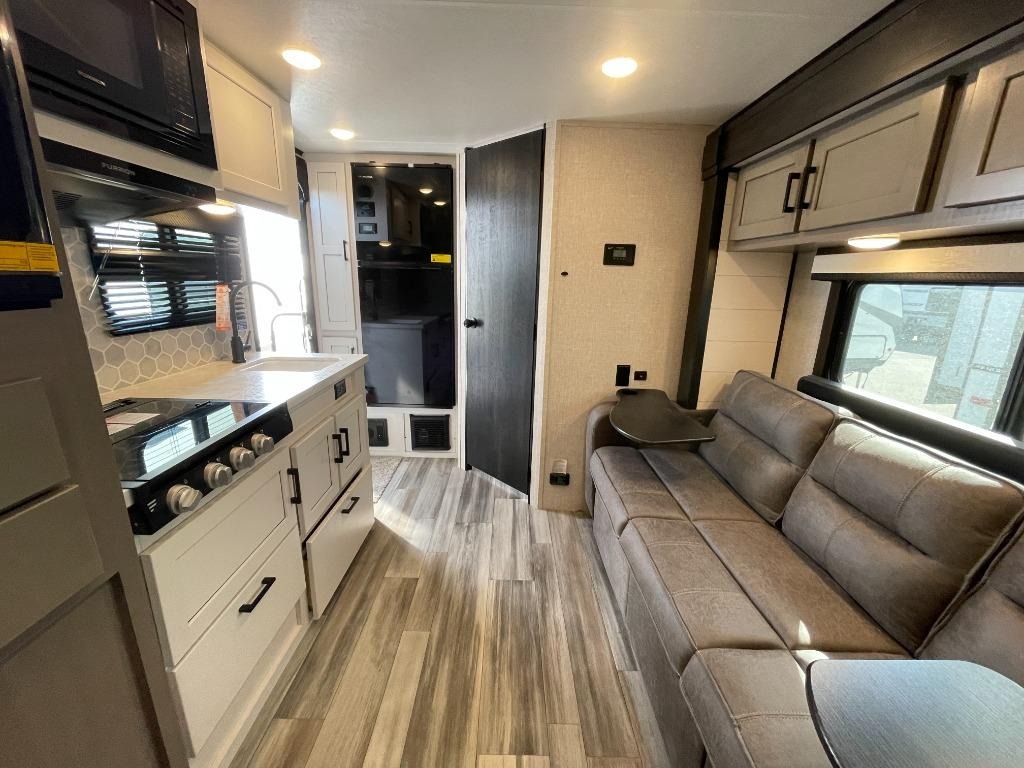 166FBS Jayco living room and kitchen