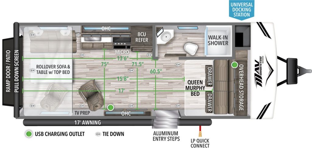 Grand Design Momentum Mav 22 toy hauler travel trailer Floor Plan