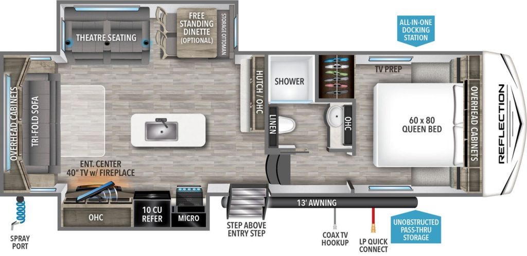 Grand Design Reflection 100 series 28RL 5th Wheel Floor Plan layout