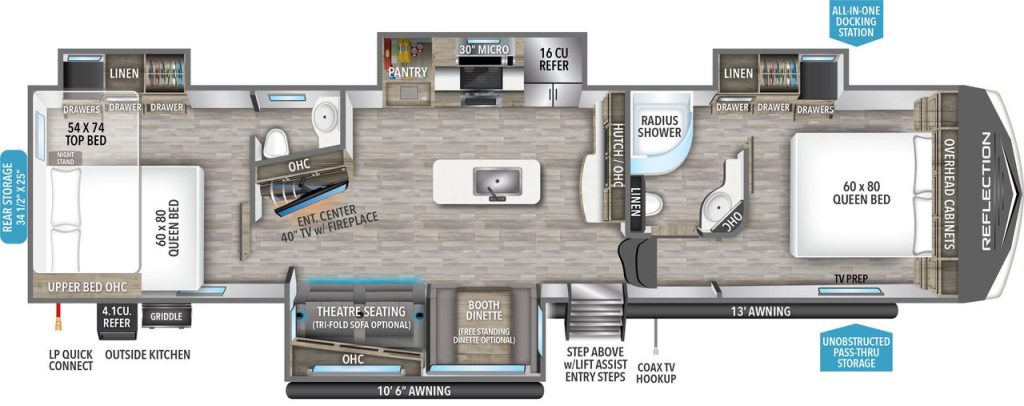 Grand Design Reflection 362TBS  5th wheel Floor Plan layout