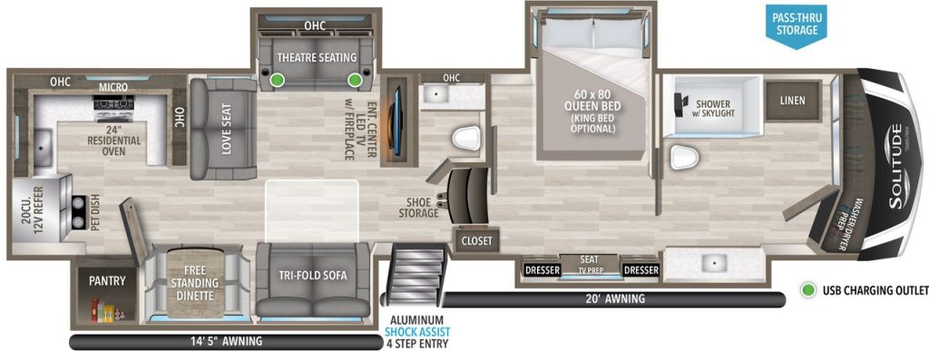 Grand Design Solitude 417KB 5th Wheel Floor Plan layout