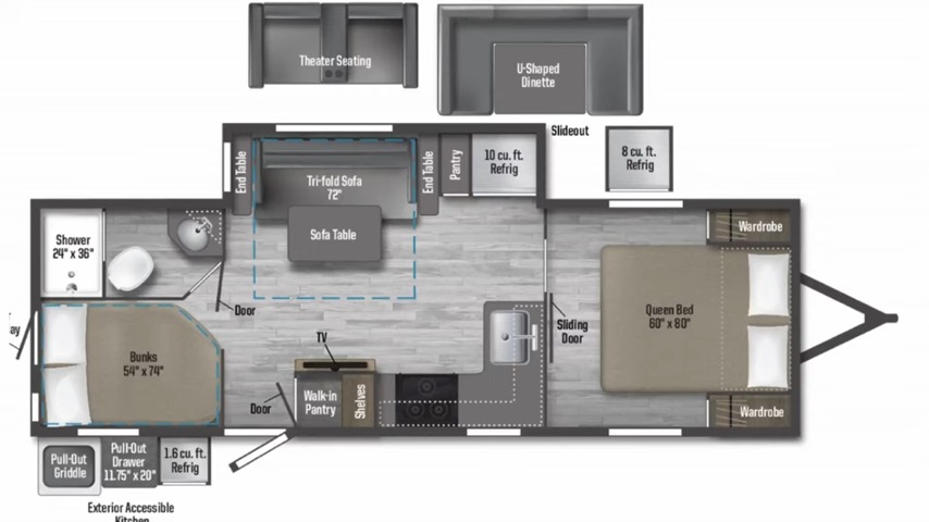 2024 Winnebago Minnie 2301BHS Floor Plan