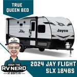 review of the 2024 jay flight slx 184bs travel trailer with a true queen bed