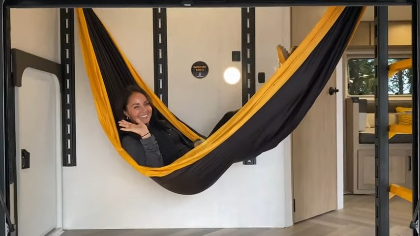 girl in hammock inside ember touring edition 24msl