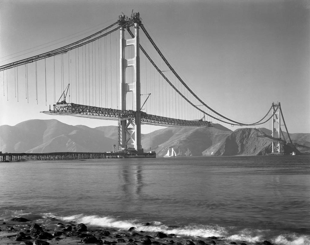 Golden Gate Bridge under construction