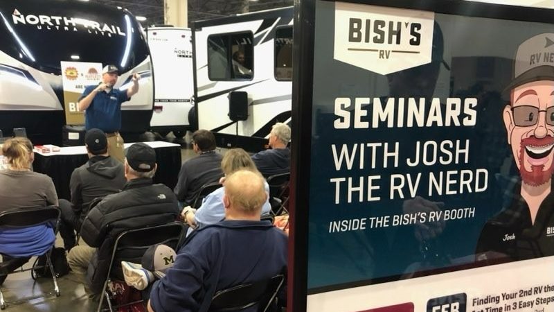 Josh the RV Nerd at RV Show with Bish's RV