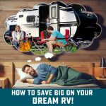 man dreaming of camping with his family in an rv