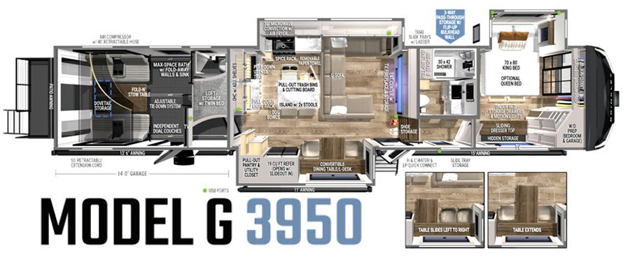 Floor Plan of G 3950 5th Wheel