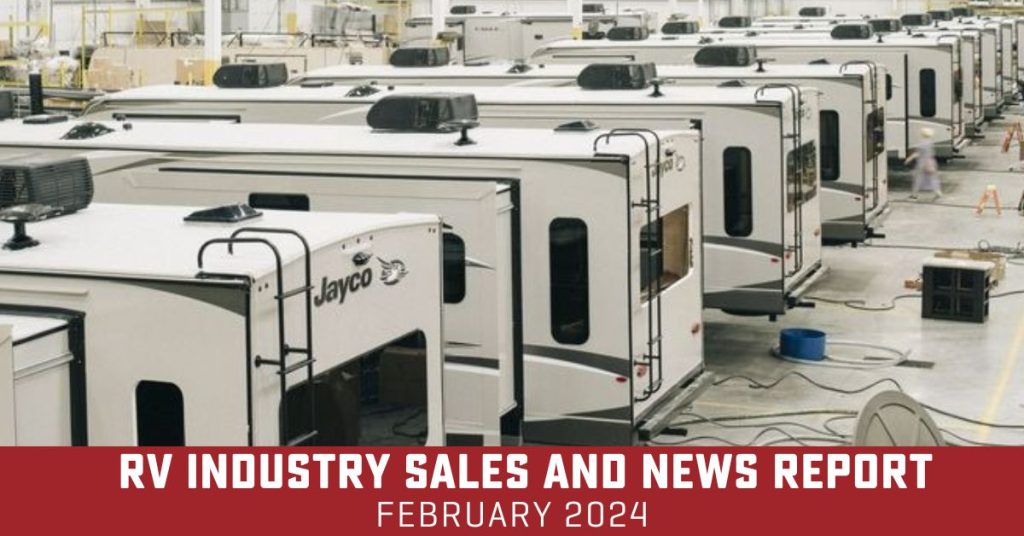 Jayco Manufacturing plant with text "RV Industry Sales and News Report"