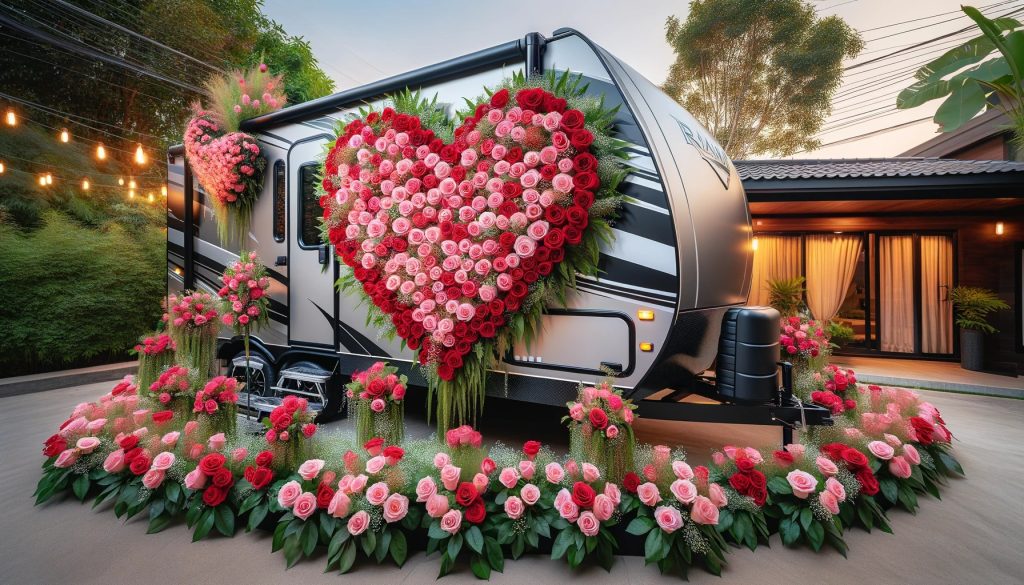 travel trailer with roses shaped like hearts