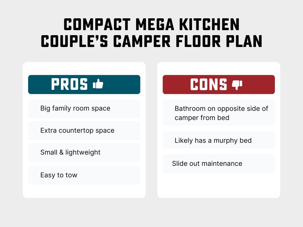mini couples campers with large kitchens floor plan pros and cons 