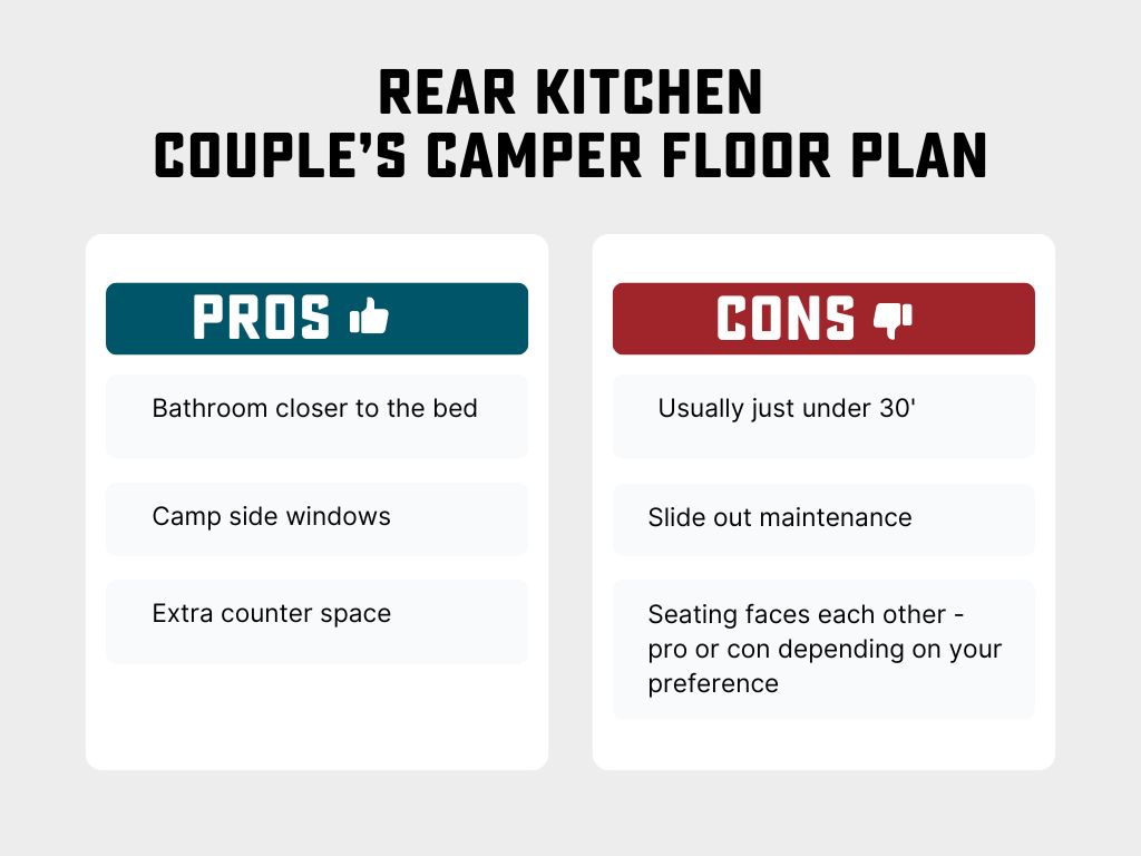 rear kitchen floor plans for couples campers pros and cons