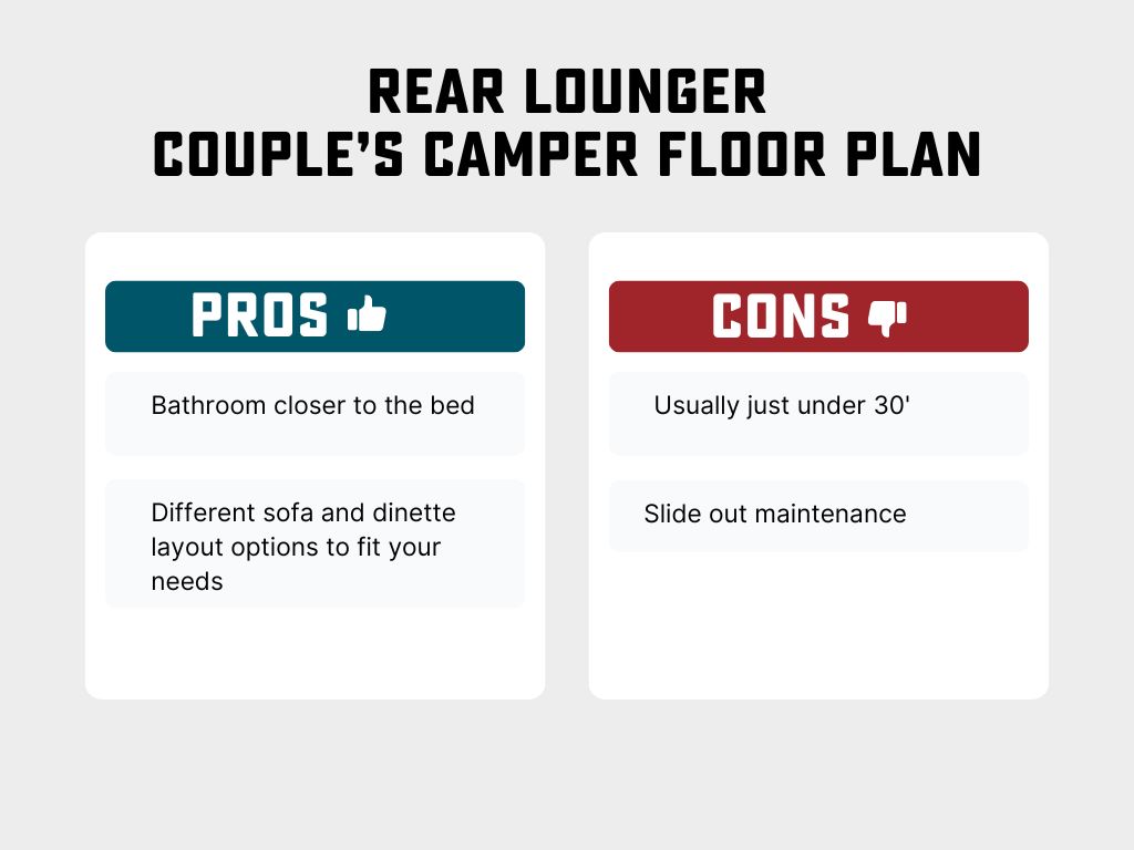 rear lounger small couple camper floor plan pros and cons