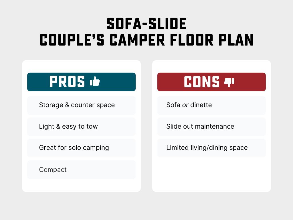 sofa slide couple camper pros and cons