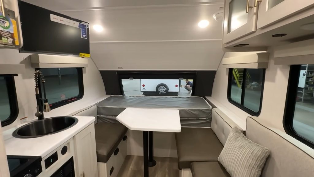Kitchen and dinette inside R-Pod 153