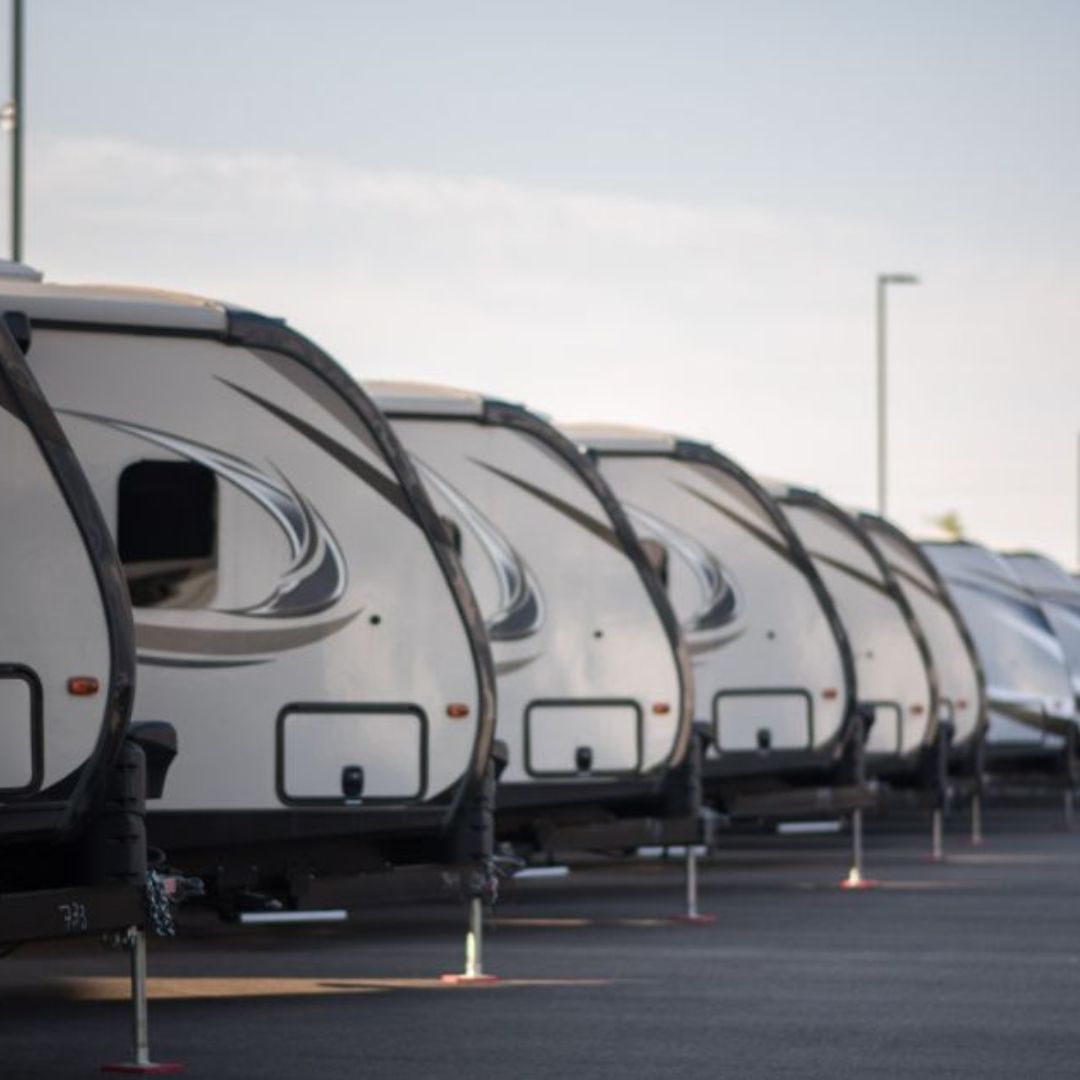 RV Dealer Lot- new RVs in a row