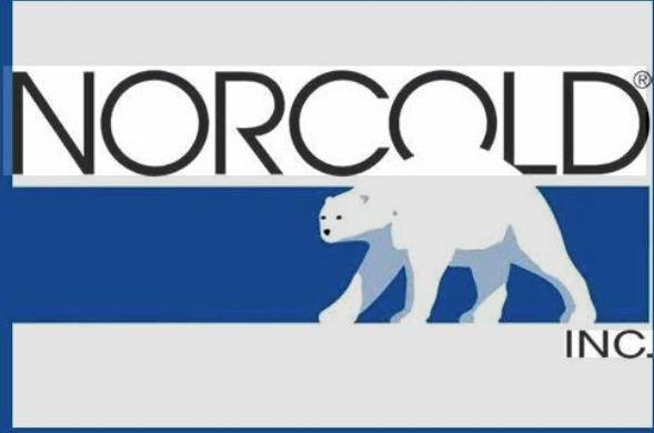 Norcold RV refrigerator logo featuring bold lettering and a white polar bear graphic on a blue background.