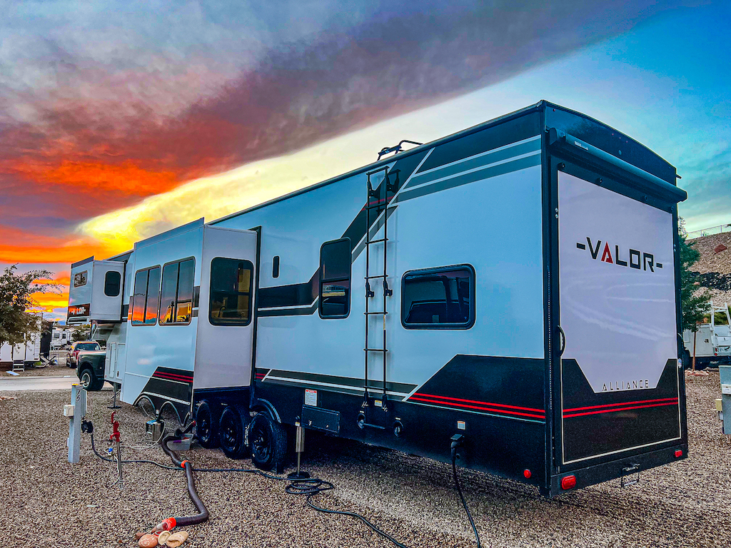 rv parked at campsite