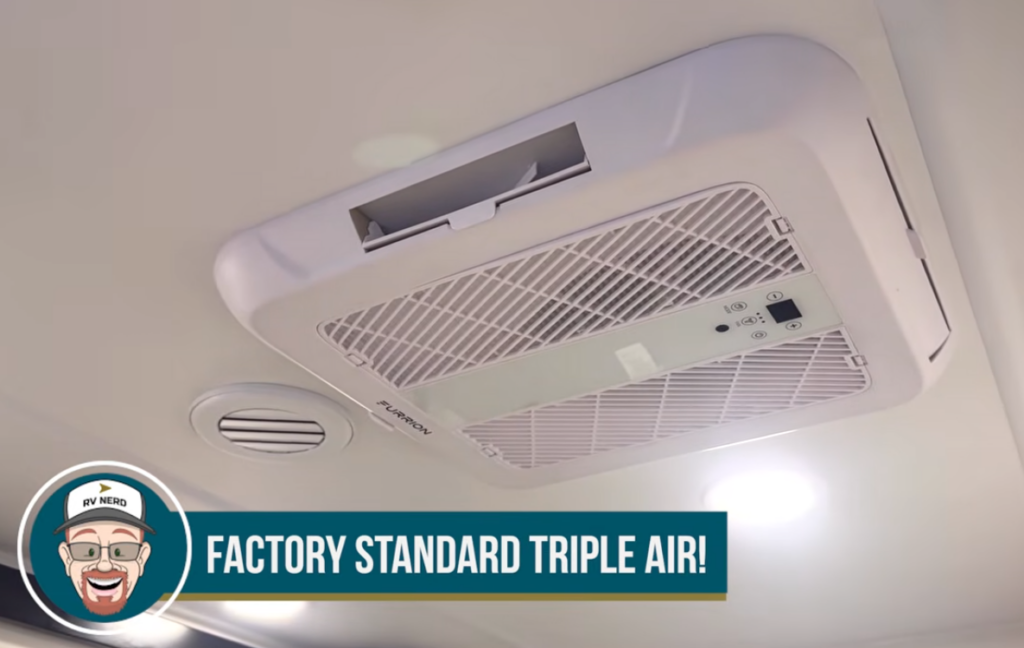 RV ceiling air conditioner unit with factory standard triple air system